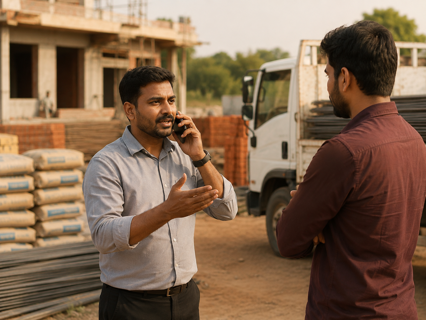 Sridhar Enterprises team assisting a customer and coordinating delivery